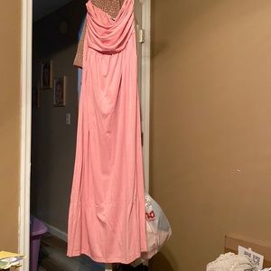 Maxi, strapless pink dress